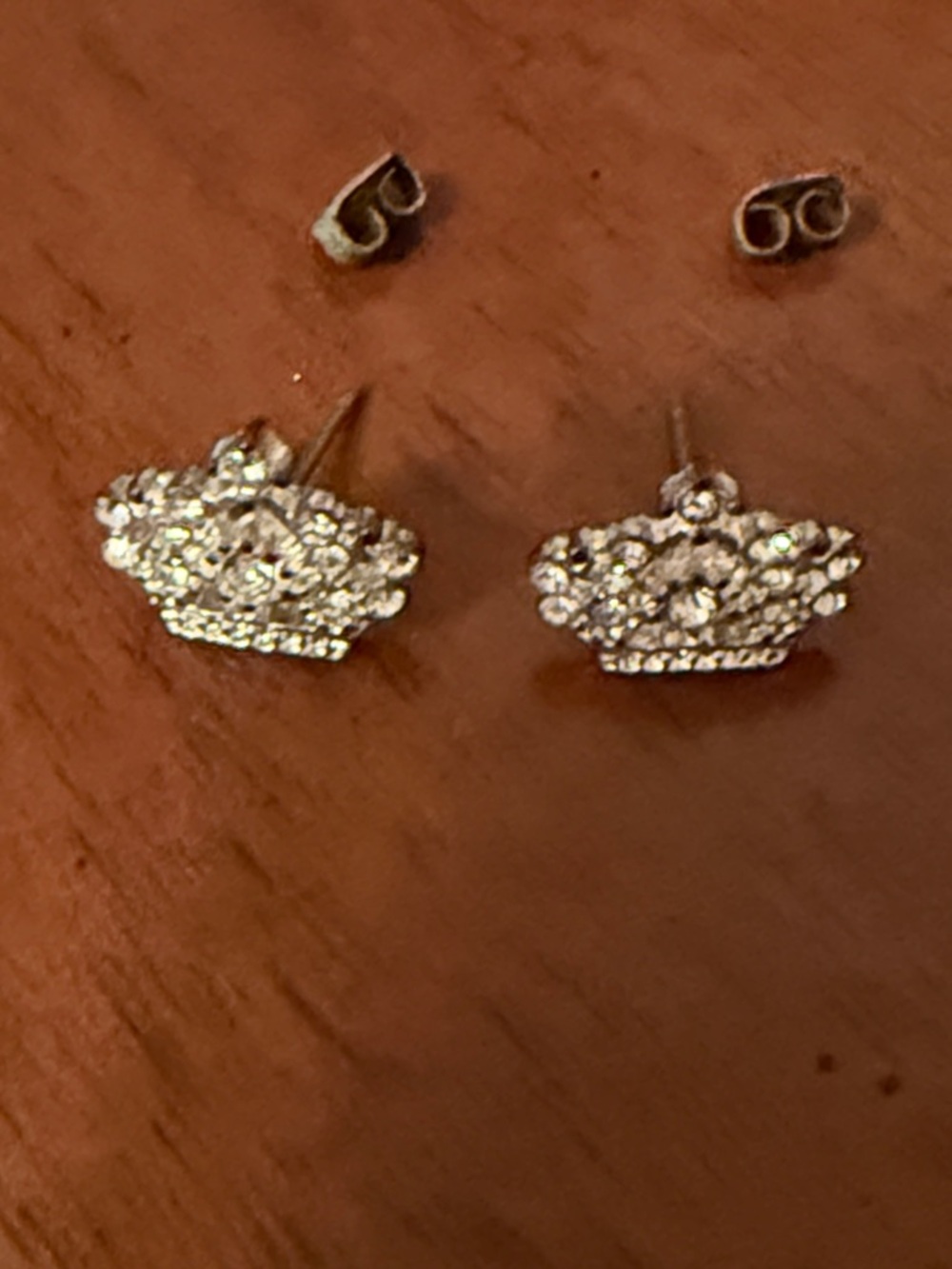 Crown Stud Earrings - Silver Tone Women Jewelry